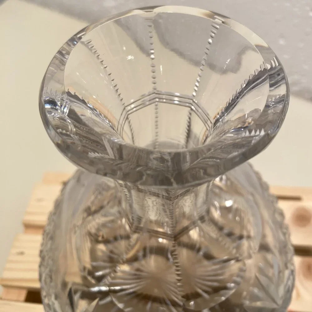 Antique American Rock Crystal Brilliant Cut Glass Vase - Picture 4 of 9